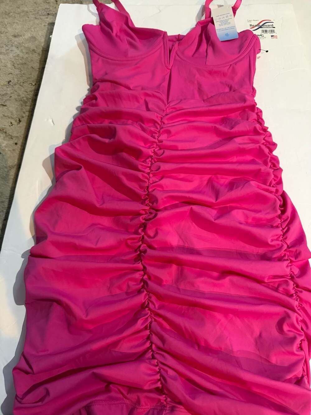 Popilush Blue Tag Ruched Underwire Mini Dress in Magenta